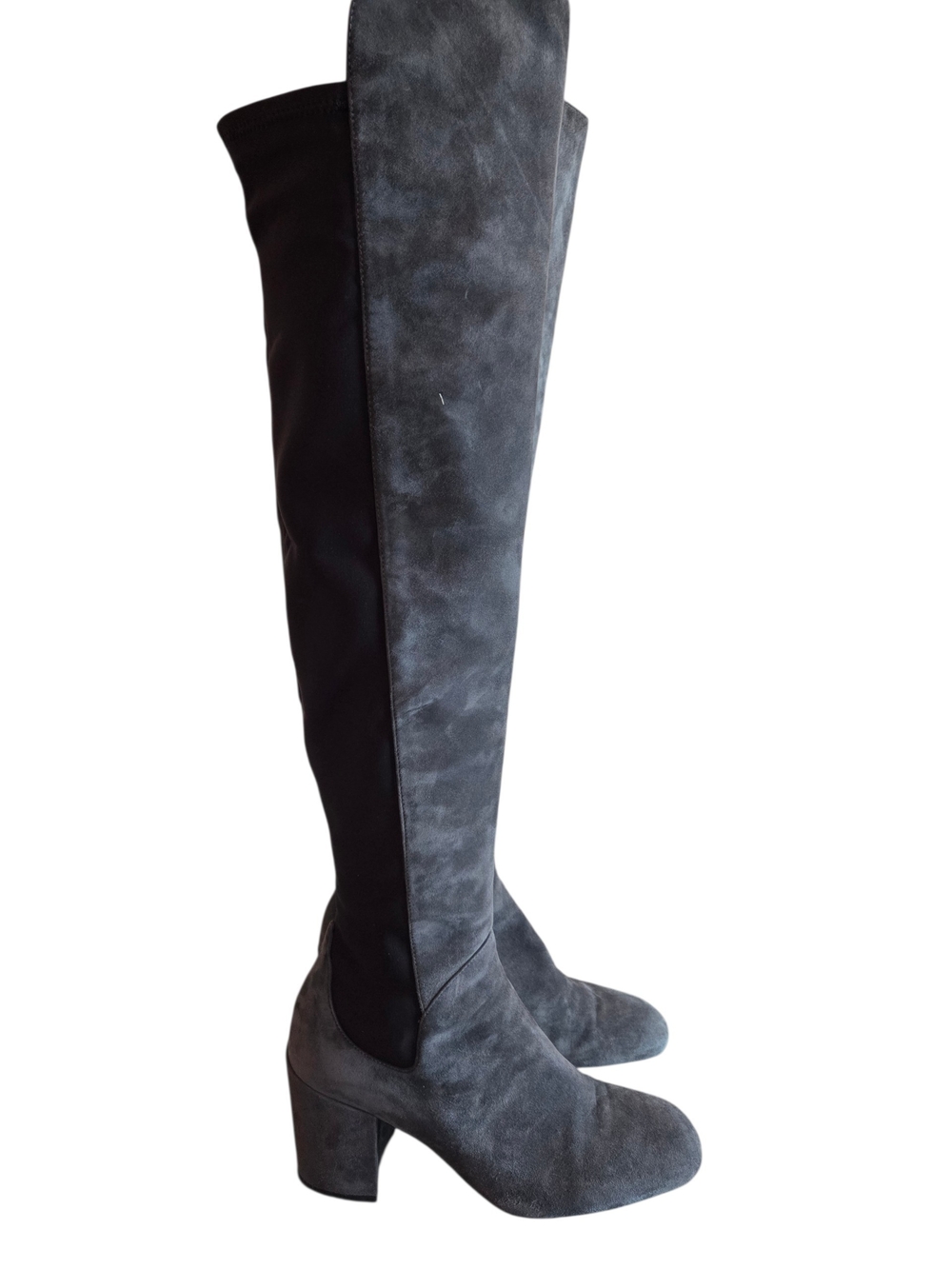 Stuart Weitzman Gray Suede Over-the-Knee Block Heel Boots 10
